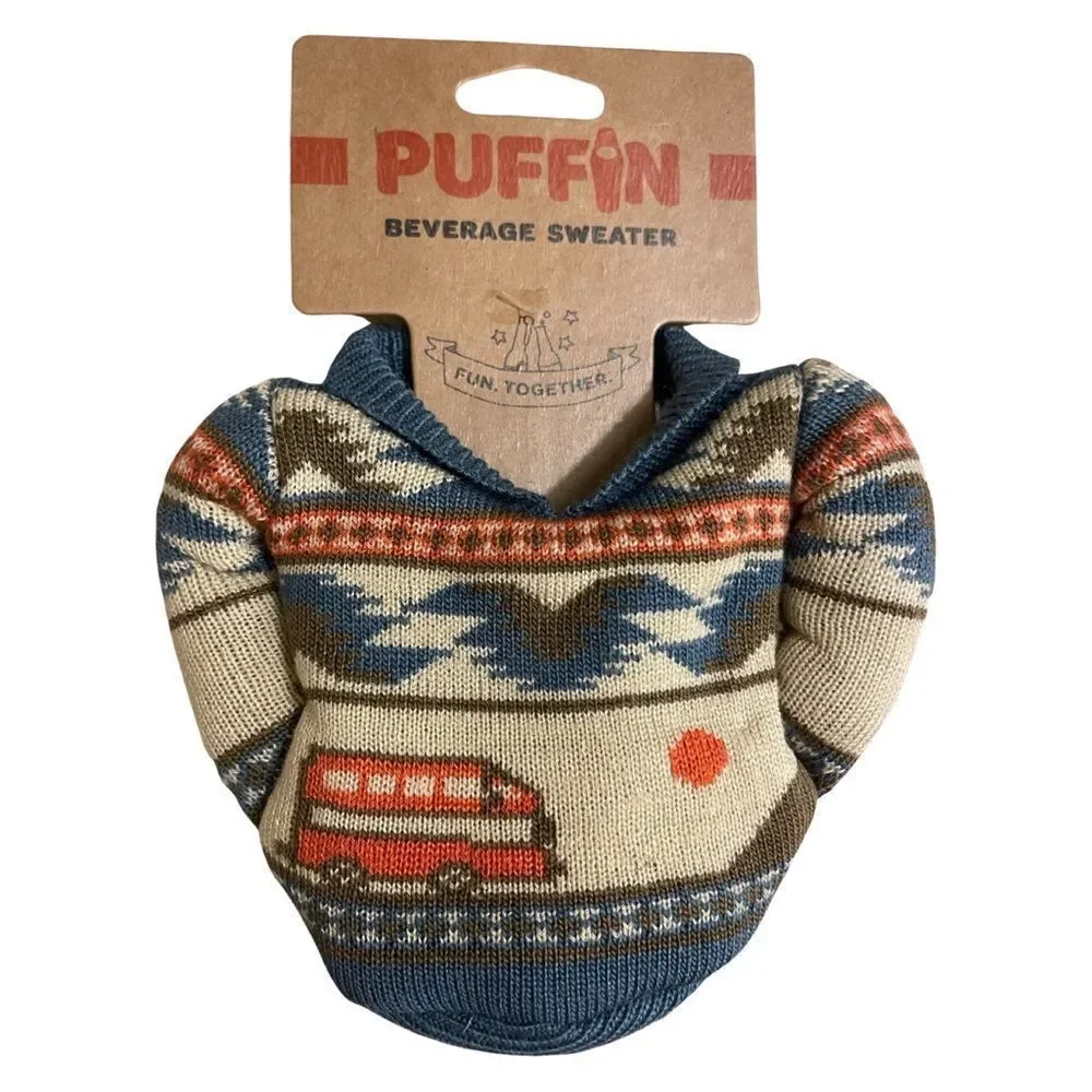 Puffin Coolers Beverage Nordic Sweater for Bottle NWT